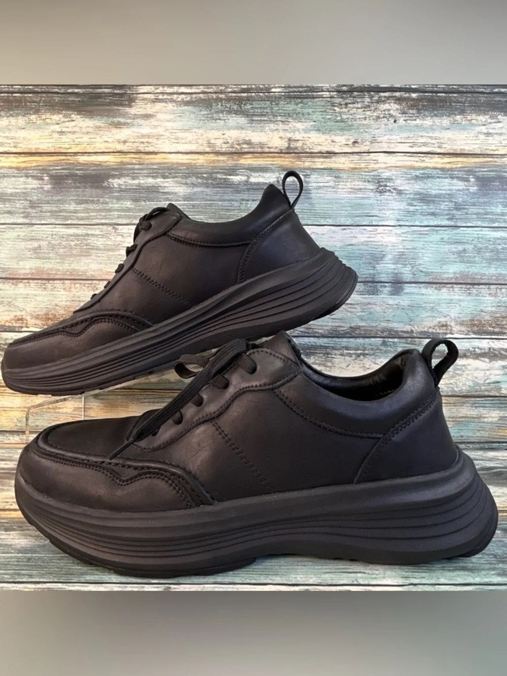 Orthocomfoot Orthopedic Sneakers Mens Size 13 Black Leather Casual Walking Shoes